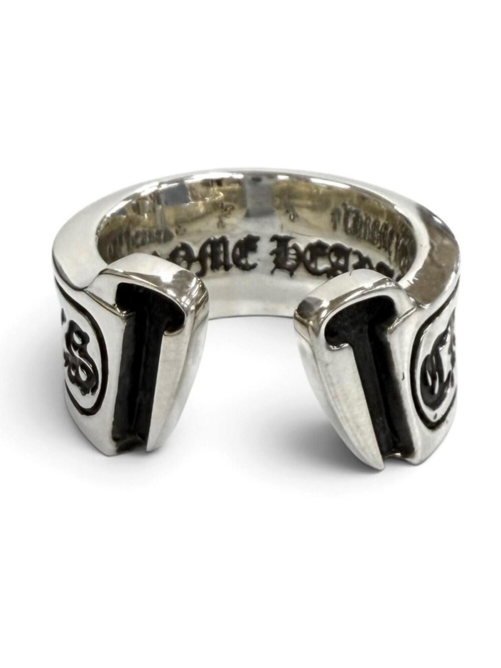 Chrome Hearts L LG Scroll Label Large 925 Ring Silver